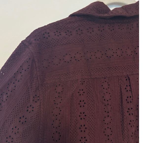 NWT Madewell Camp-Collar Short-Sleeve Shirt Embroidered Cotton Dusty Plum Size S - Picture 8 of 8